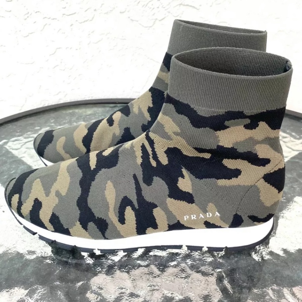 Prada authentic camo sock sneakers size 37 us 7.5